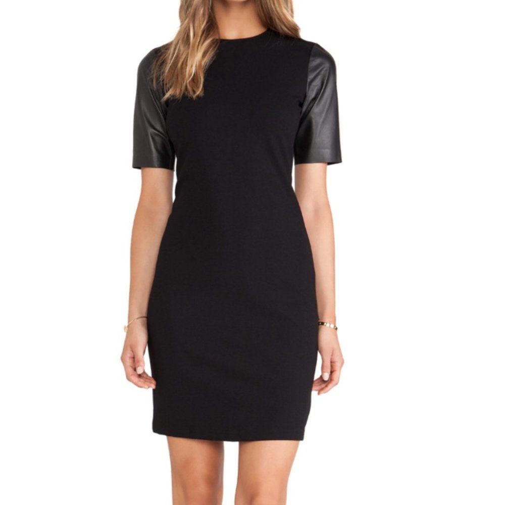 *NEW* Vince Black Leather Dress - Picture 1 of 3
